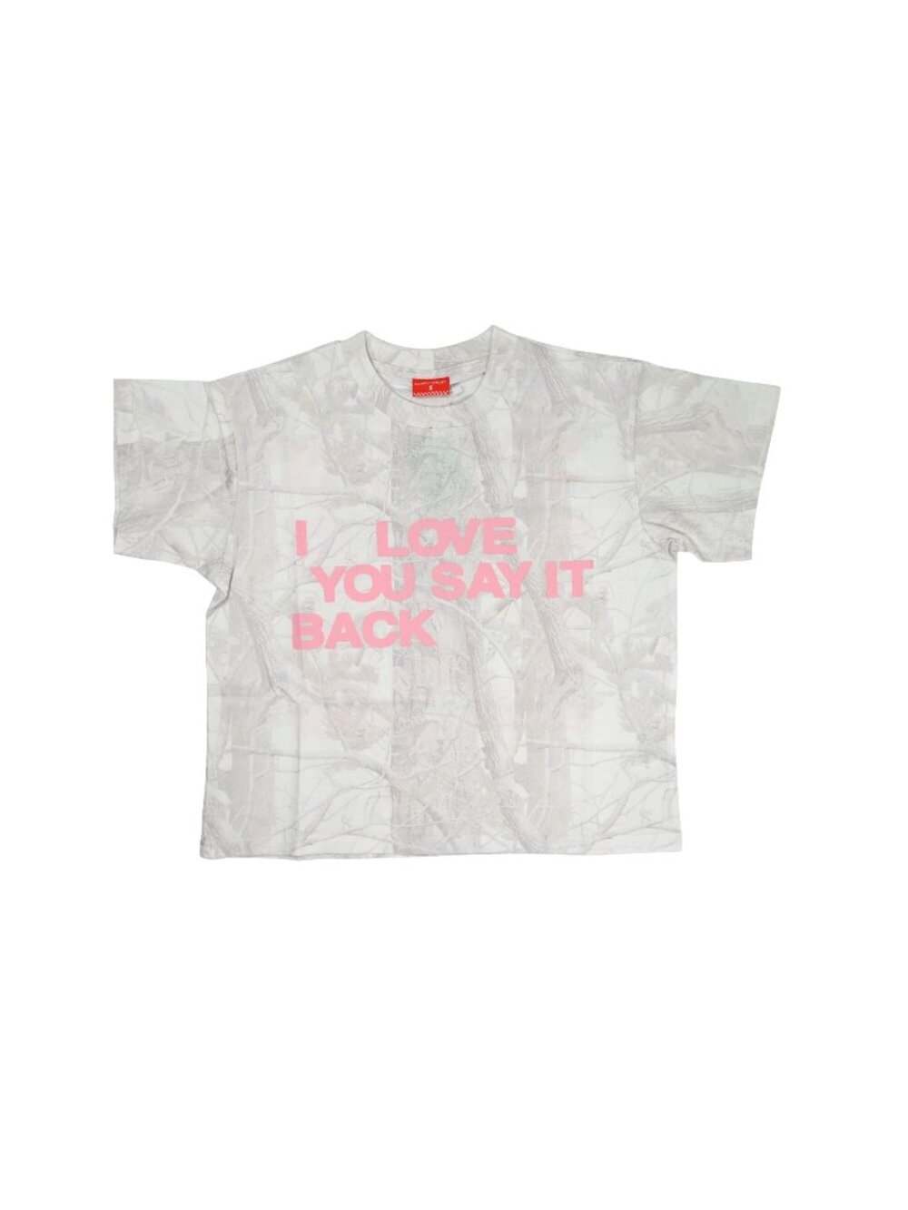 Lonely Ghost Ways to Say ILY Boyfriend Baby Tee in White Camo Pink